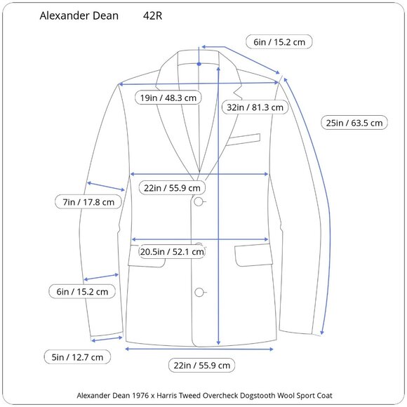 Alexander Dean x Harris Tweed Overcheck Dogstooth Wool Sport Coat 42R - Picture 7 of 7